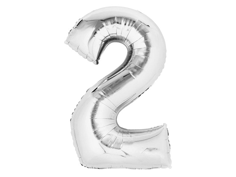 Zahlenballon Zahl 2 silber