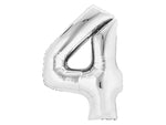 Zahlenballon Zahl 4 silber
