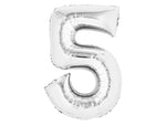 Zahlenballon Zahl 5 silber