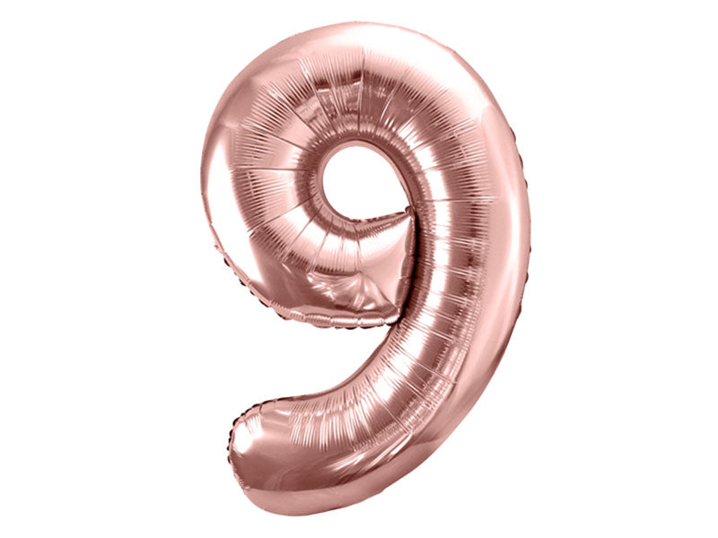 Folienballon Zahl 9 rosègold 86cm Zahlenballon