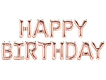 Happy Birthday Schriftzug aus rosegoldenen Folienballons