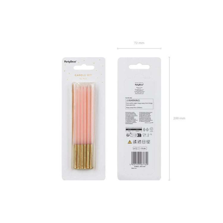 Kerzen 14 cm - 12 Stück | Rosa