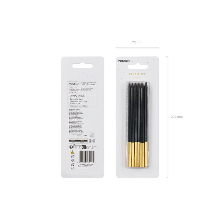 Kerzen 14 cm - 12 Stück | Schwarz