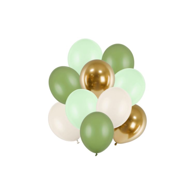 Ballonset Latexballons - 10 Stück | Grün/Gold Mix