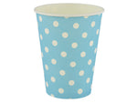 Partybecher blau mit weißen Punkten Pappbecher