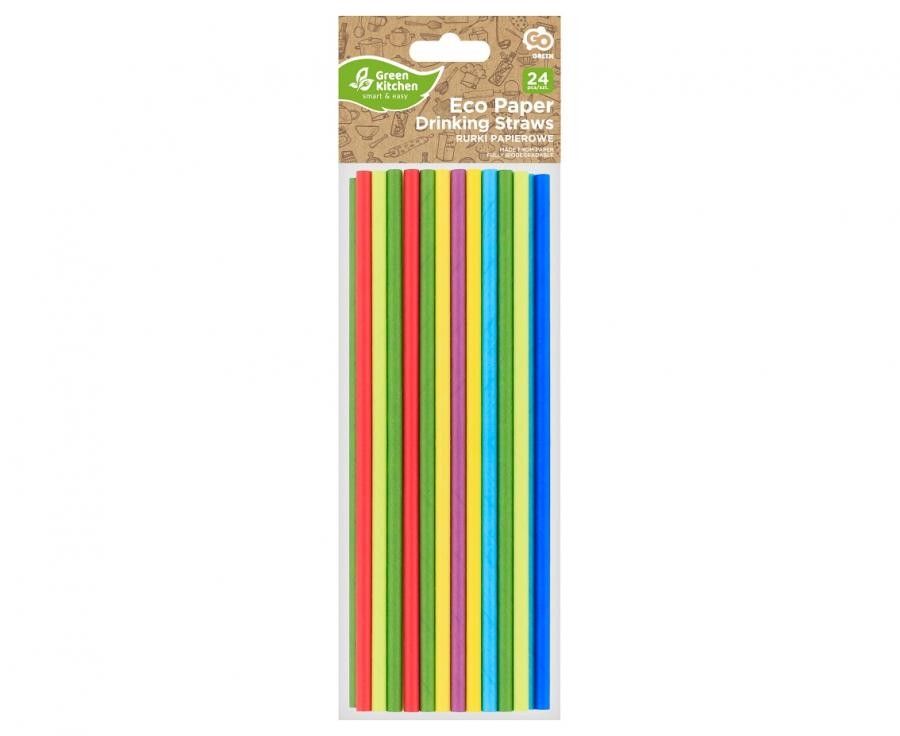 Farbe Rainbow Papierstrohhalm 24er-Set