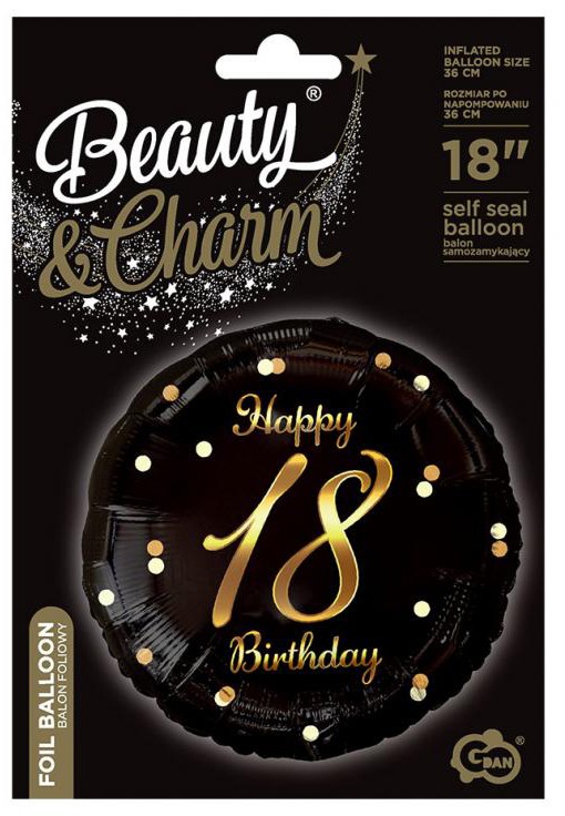 Geburtstag B&C Gold Happy Birthday 18 Folienballon 36 cm