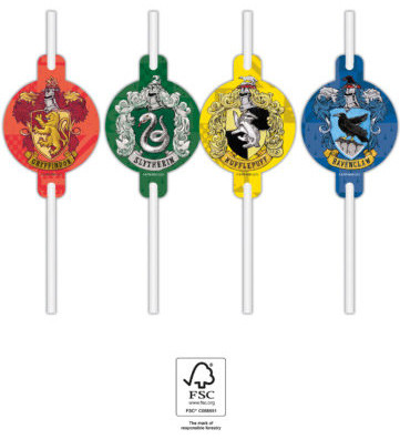 Harry Potter Hogwarts Houses Papierstrohhalm 4-teiliges Set FSC