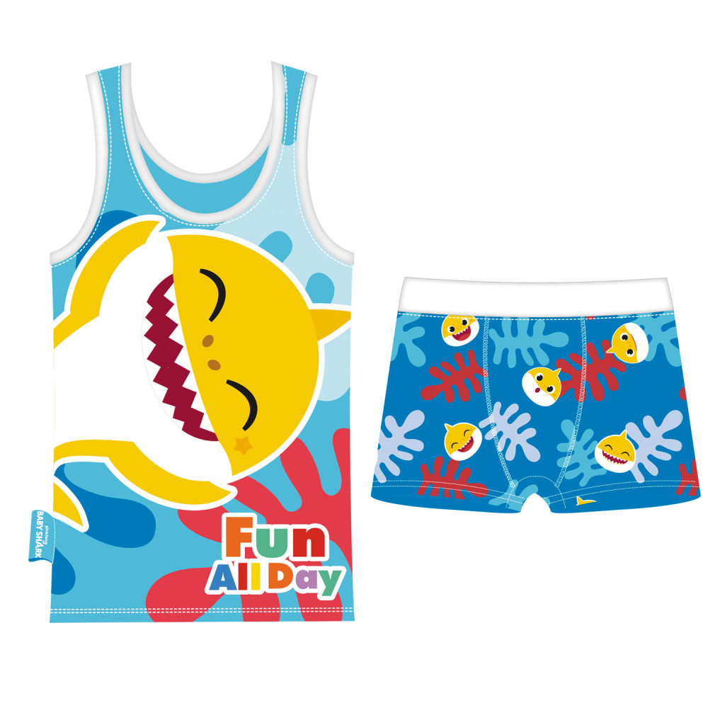 Baby Shark Fun Day Tanktop + Boxershorts Set, kurzer Schlafanzug 2-7 Jahre