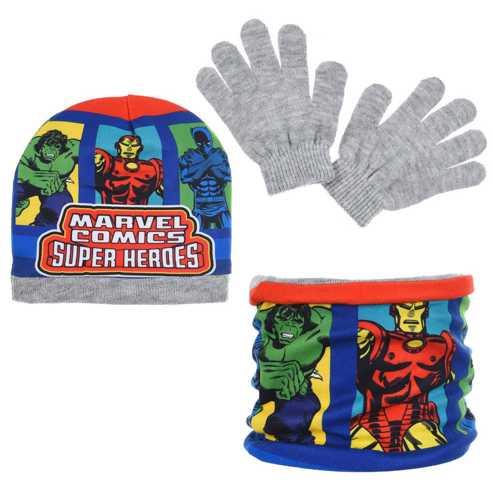 Avengers Kinder Hut + Snood + Handschuh Set