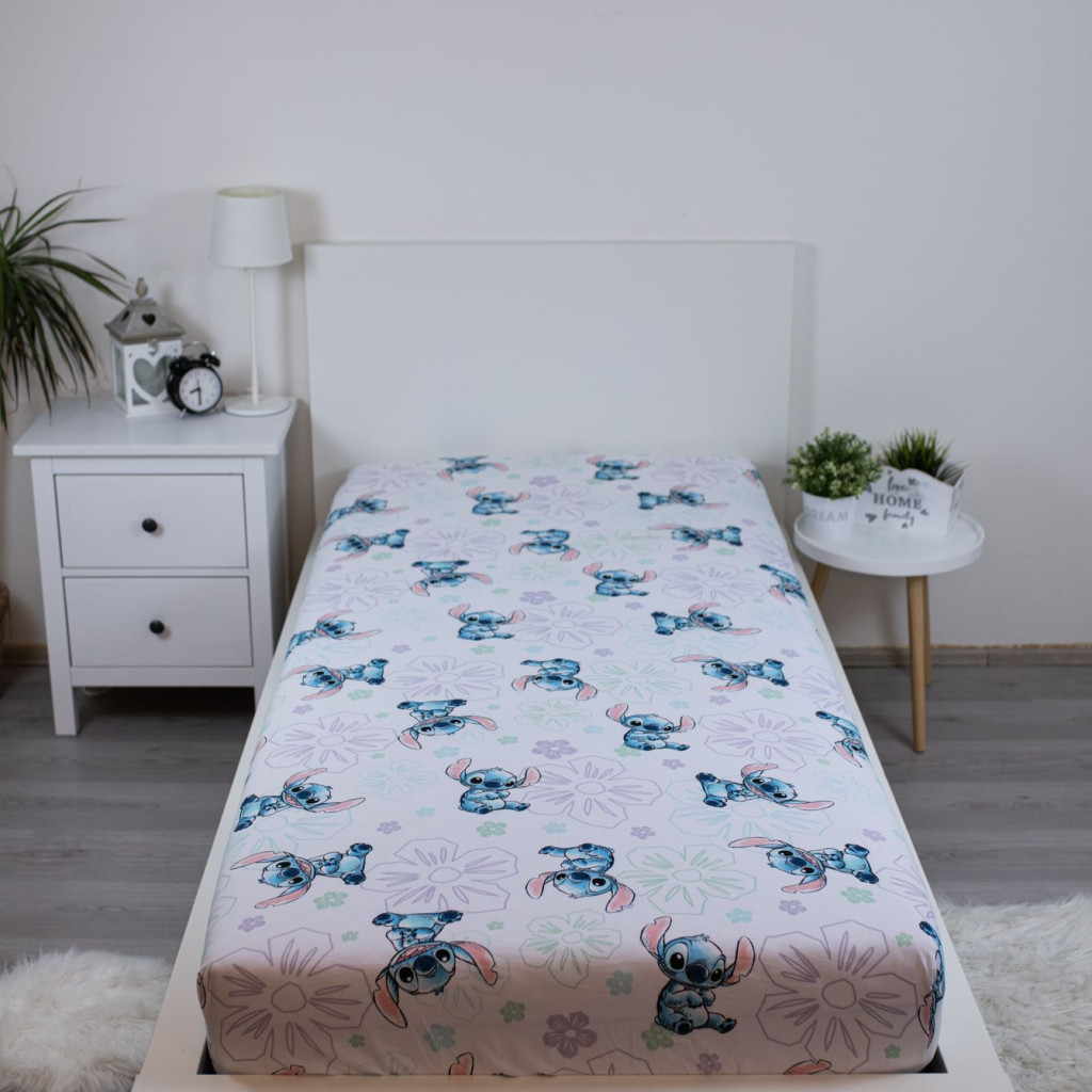 Disney Lilo und Stitch Ohana White Spannbetttuch 90x200 cm