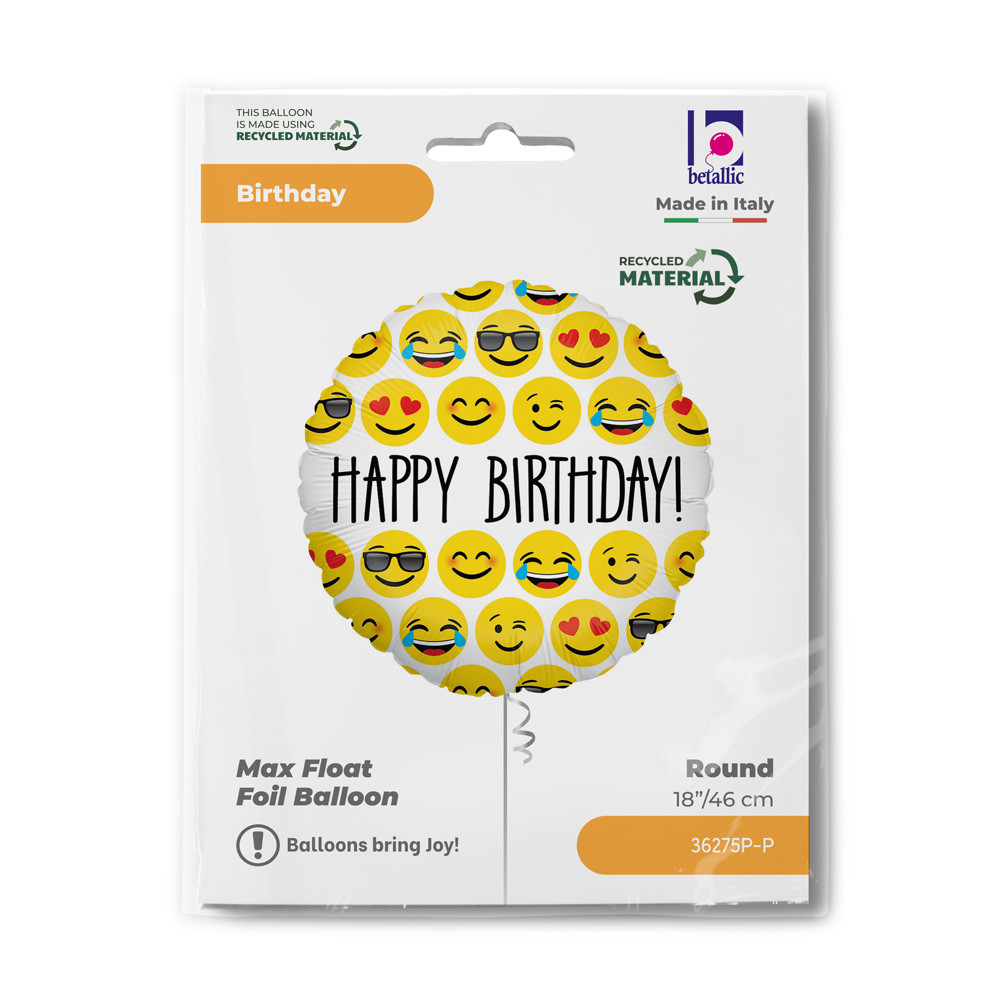 Geburtstag Emoji Happy Birthday Folienballon 46 cm