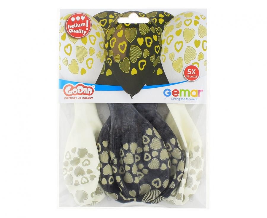 Liebe Golden Hearts, Herzballon, 5-teilig 13 inch (33 cm)