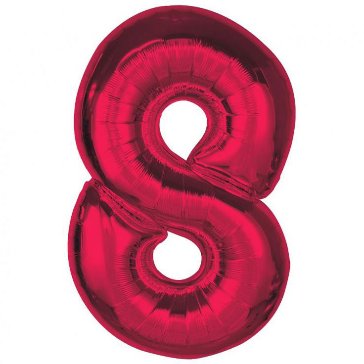 Nummer Red Rote Zahlen 8 Folienballon 92 cm