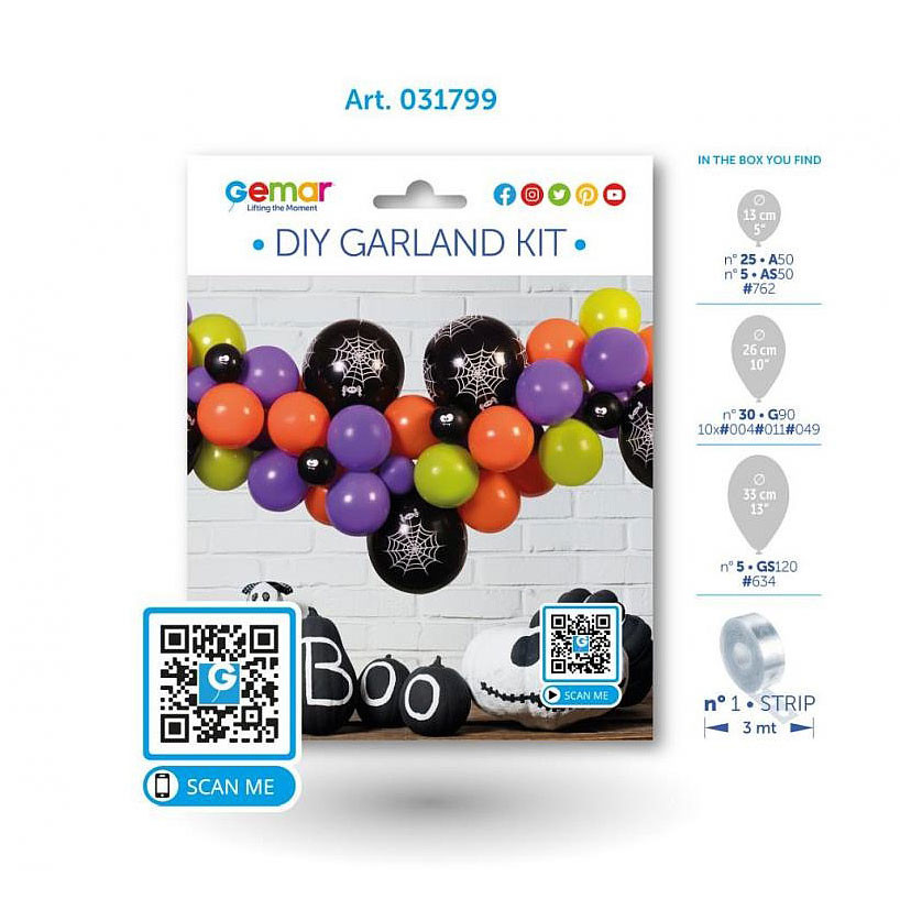 Halloween Colorful Ballongirland Set 65 Stk.
