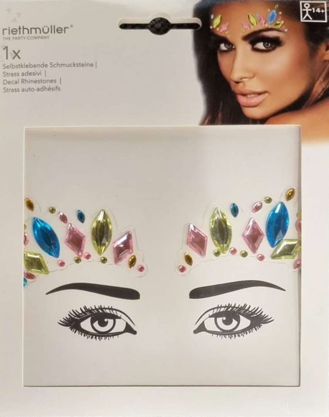 Party Gesichtstattoo mit selbstklebenden Strasssteinen