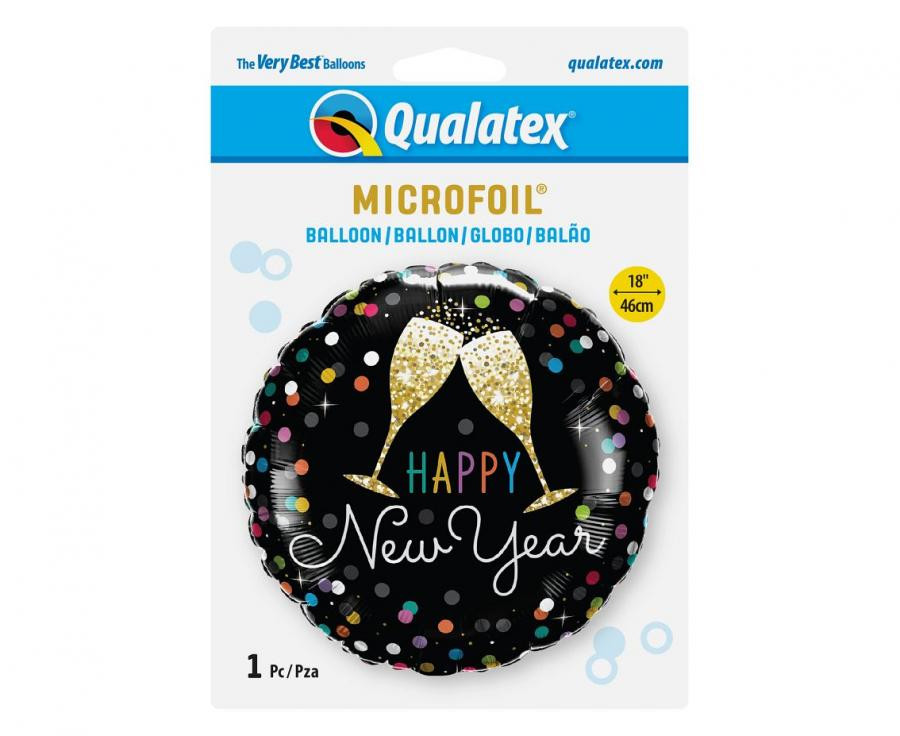 Neujahr Happy New Year Champagnergläser Folienballon 46 cm