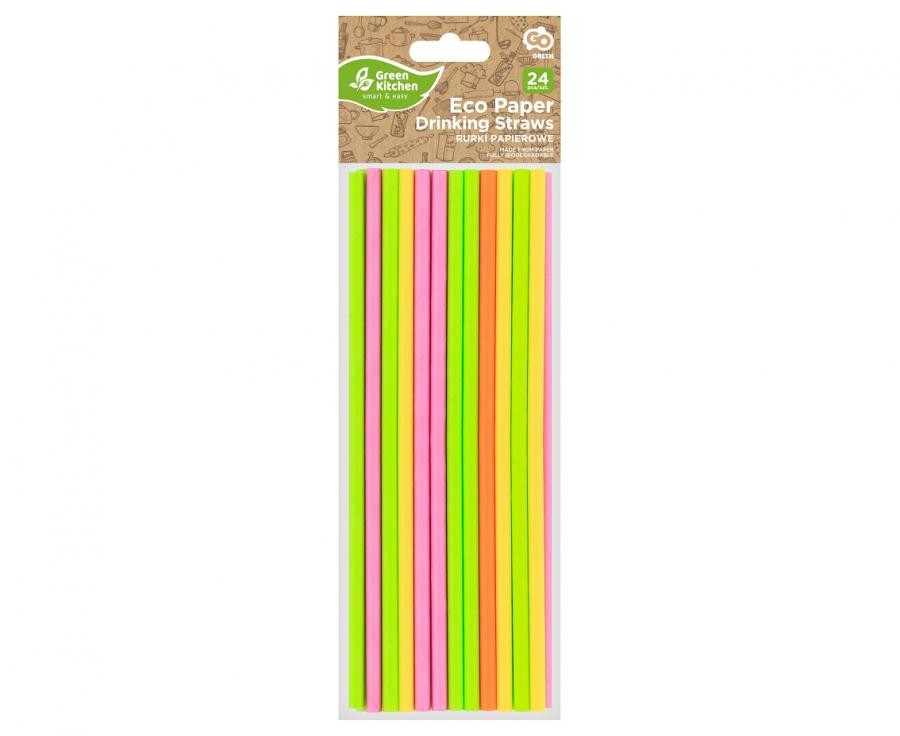 Farbe Neon Papierstrohhalm 24 Stk