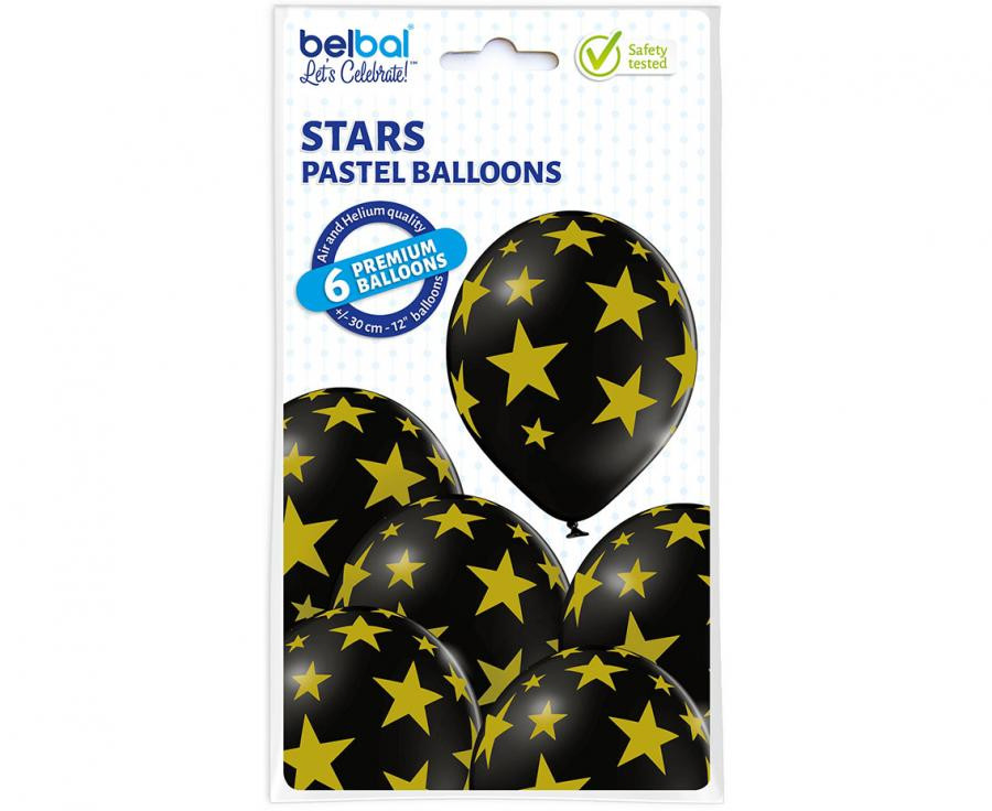 Farbe Black Star, Stern Ballon, Luftballon Set 6 Stk 30 cm (12 Zoll)