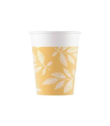 Blume Orange Leaves Blatt Papierbecher 8 Stk 200 ml
