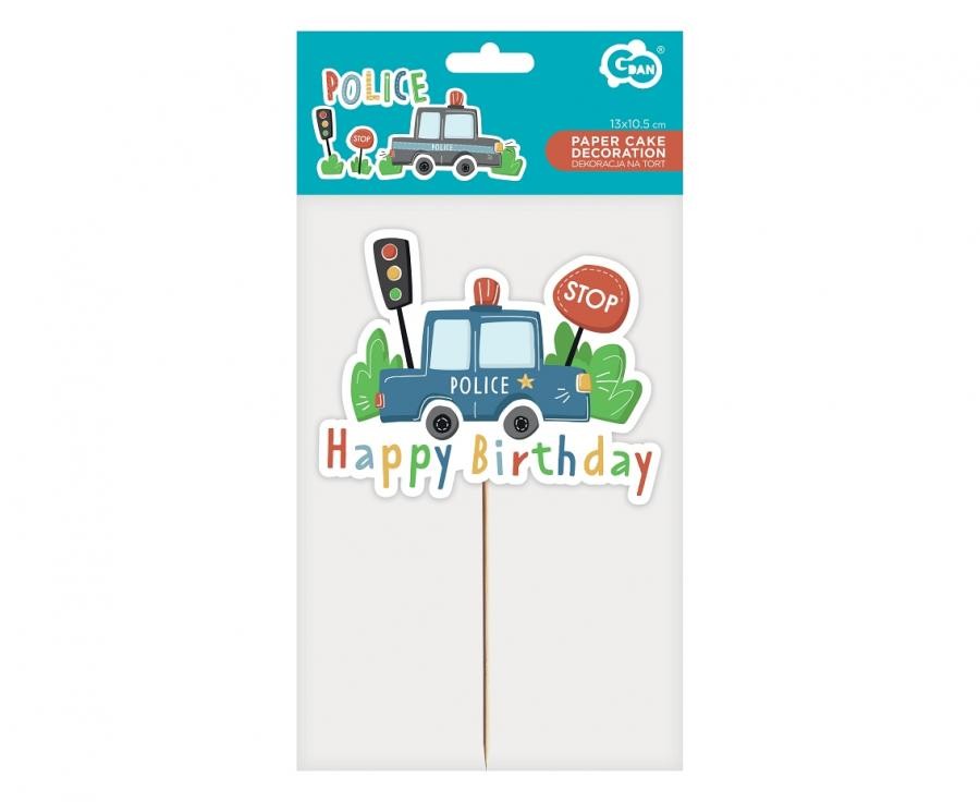 Polizei Beep Happy Birthday Kuchen Dekoration 13 cm