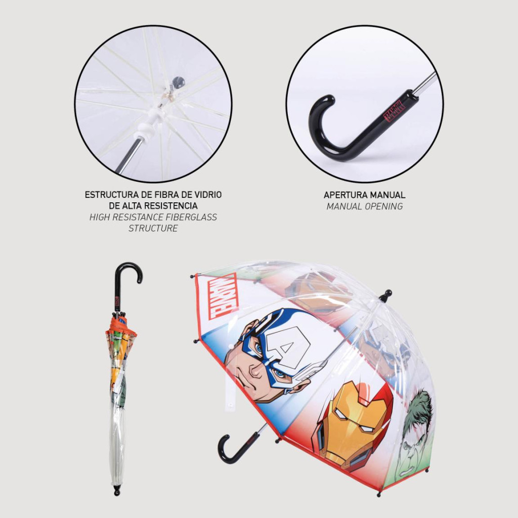 Avengers Kinder transparenter Regenschirm Ø71 cm