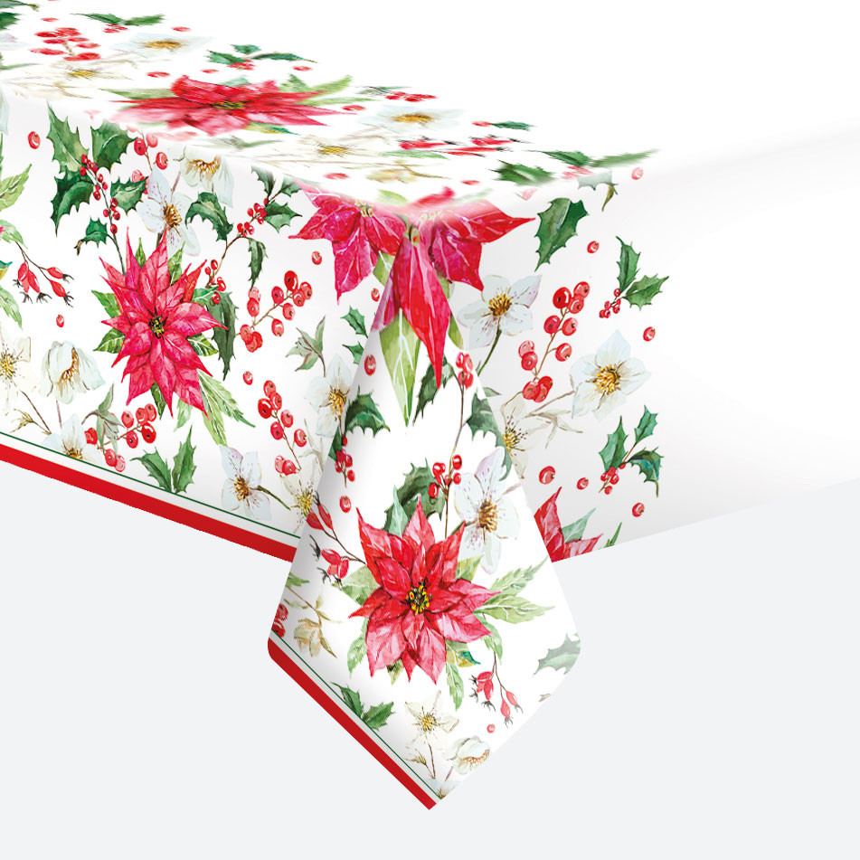 Weihnachten Poinsettia Papier Tischdecke 120x180 cm