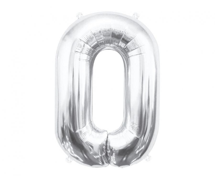 Nummer Silber, Silber Zahl 0 Folienballon 85 cm