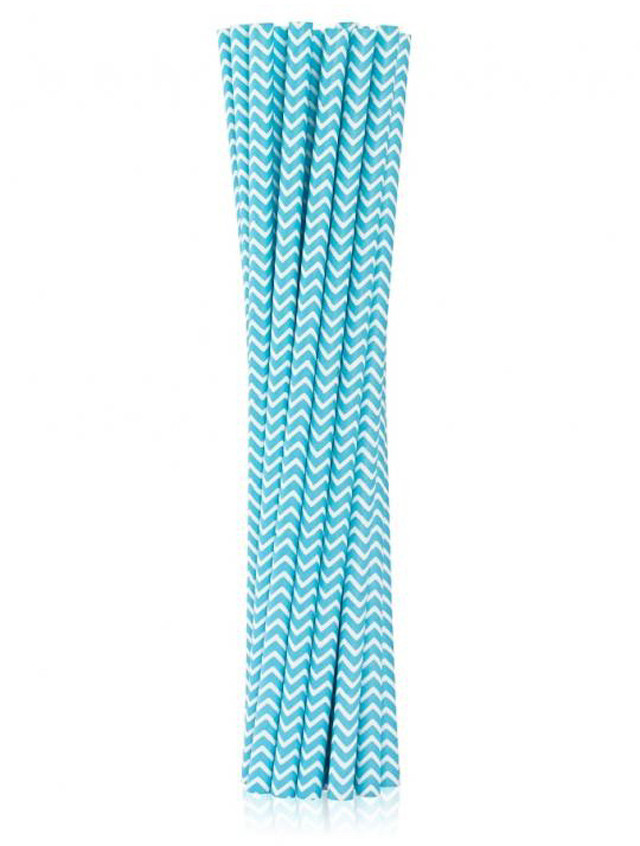 Farbe Light Blue Chevron Blauer Papierstrohhalm 12 Stück