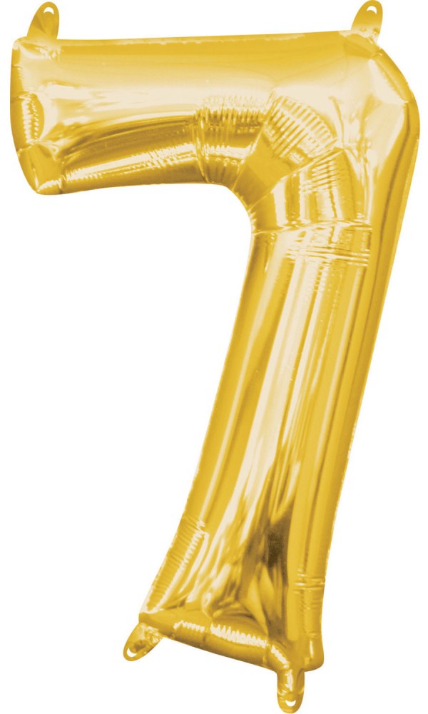 Nummer Gold, Gold Mini-Zahl Folienballon 7, 40 cm