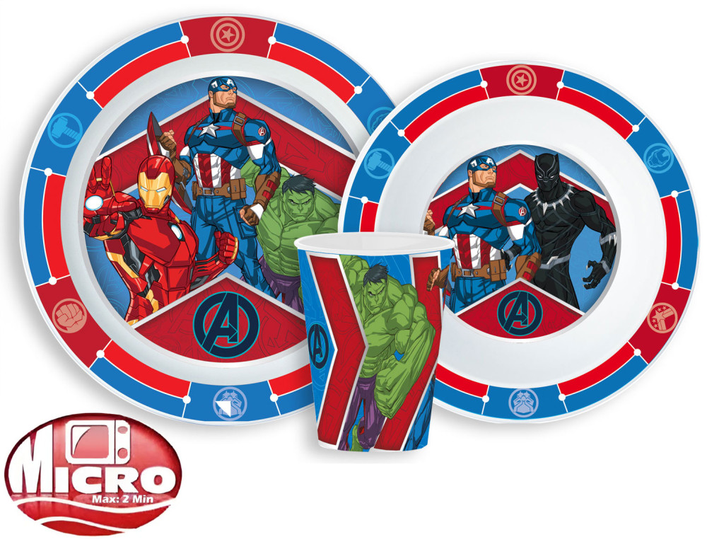Avengers Army Geschirrset, Mikrokunststoffset, mit Glas 260 ml