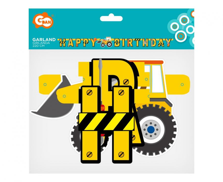 Baustelle Building Blocks Happy Birthday Banner 220 cm