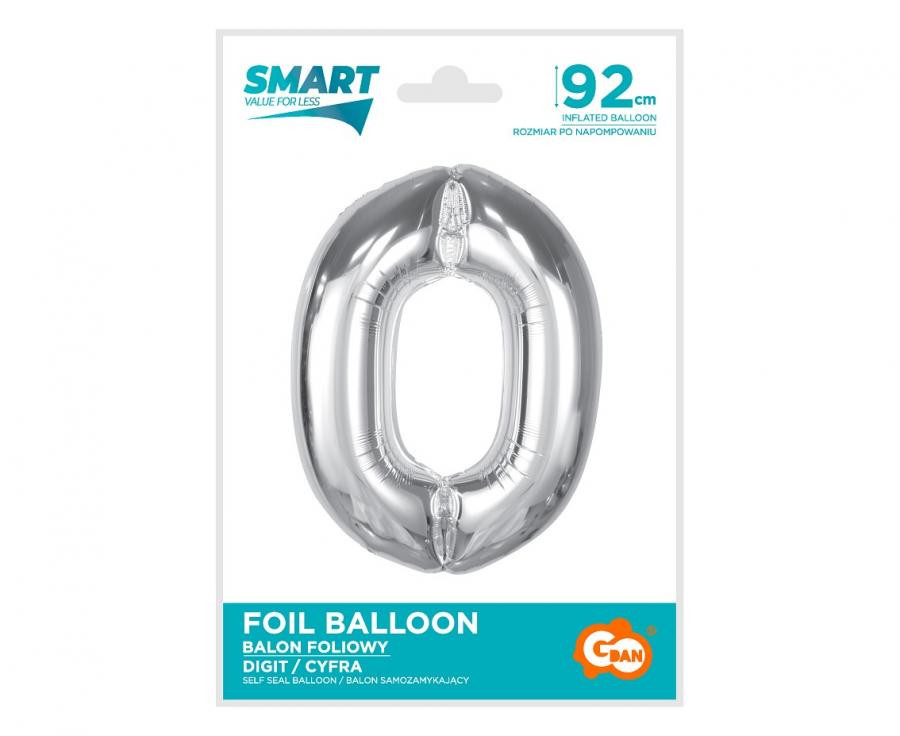Nummer Silver Silberne Null-Nummer Folienballon 92 cm