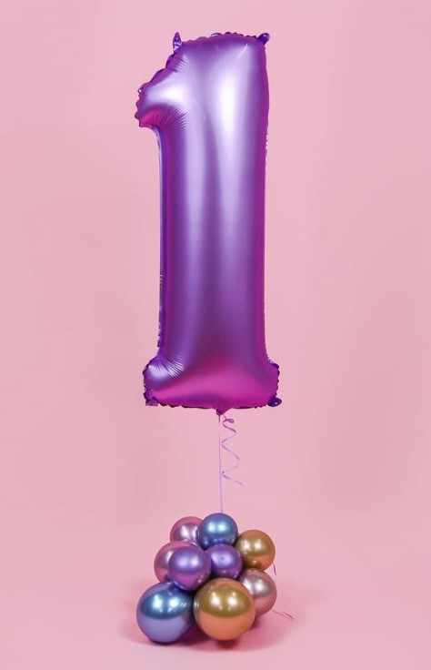 Nummer Lavender Mat Lavendel Nummer 1 Folienballon 76 cm