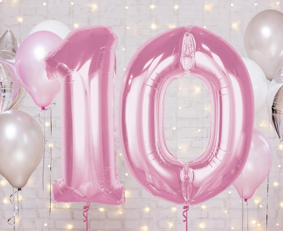 Nummer Light Pink Rosa Nummer 0 Folienballon 92 cm
