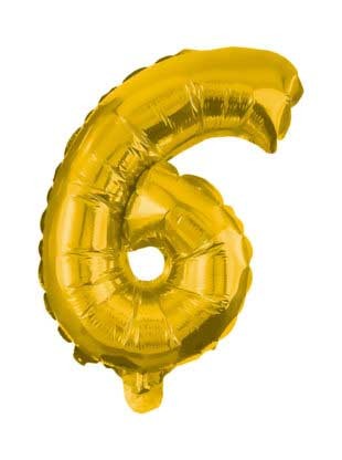 Nummer Gold, Riesen-Zahl 6 Folienballon 85 cm