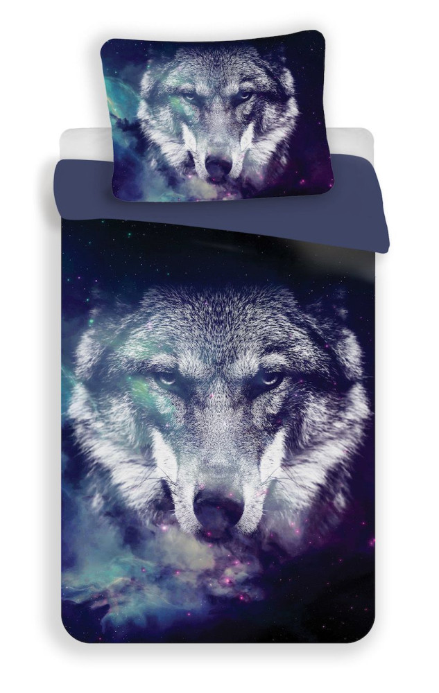 Wolf Trio Blauer Bettbezug 140×200cm, 70x90 cm Mikrofaser