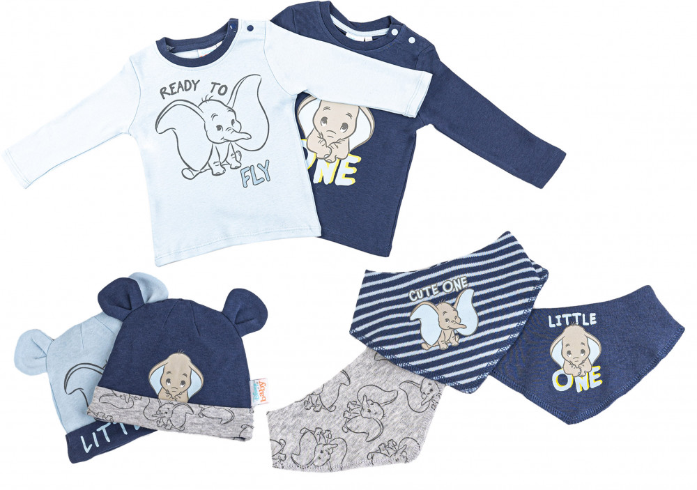 Disney Dumbo Baby T-Shirt + Mütze und Lätzchen 7-tlg. Set 86/92 cm