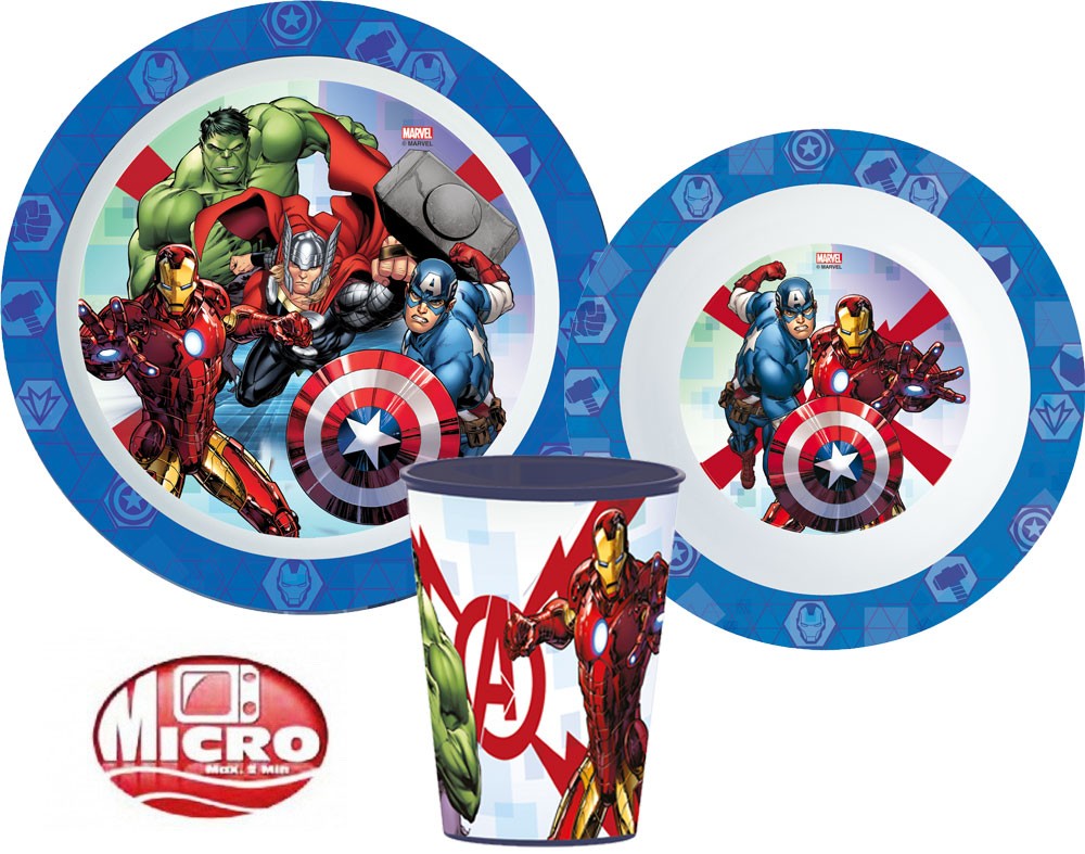 Avengers Geschirrset, Mikrokunststoff-Set, mit Becher 260 ml