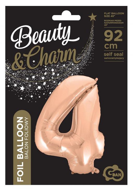 Nummer Rose Gold Nummer 4 Folienballon 92 cm