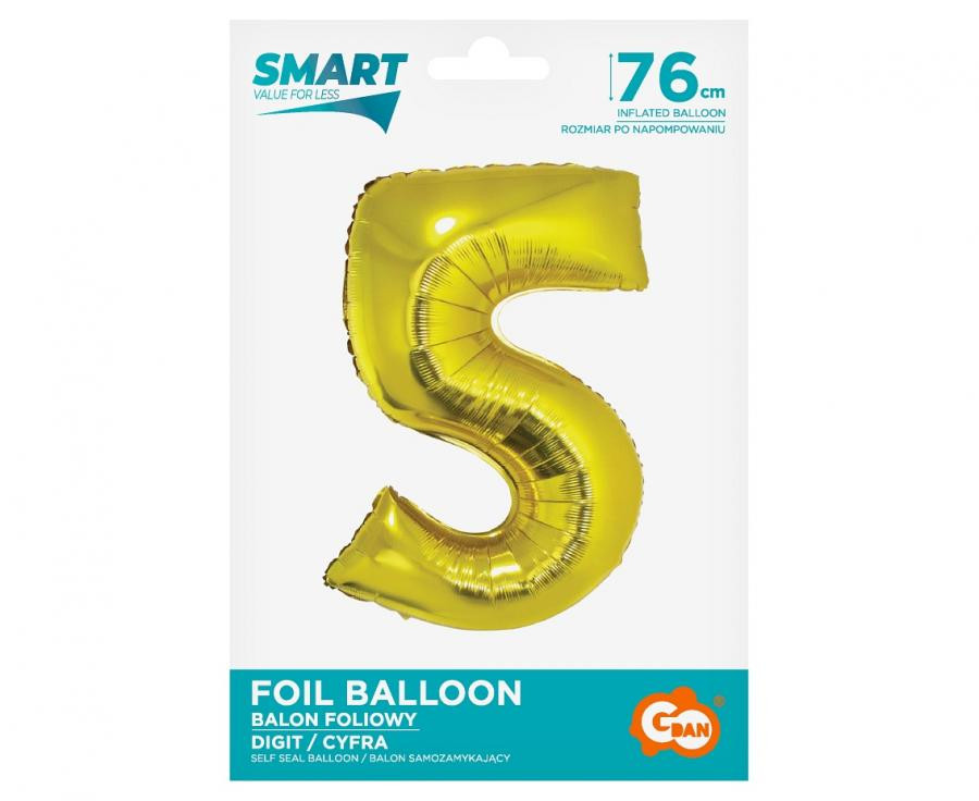 Nummer Gold Goldene Zahl 5 Folienballon 76 cm