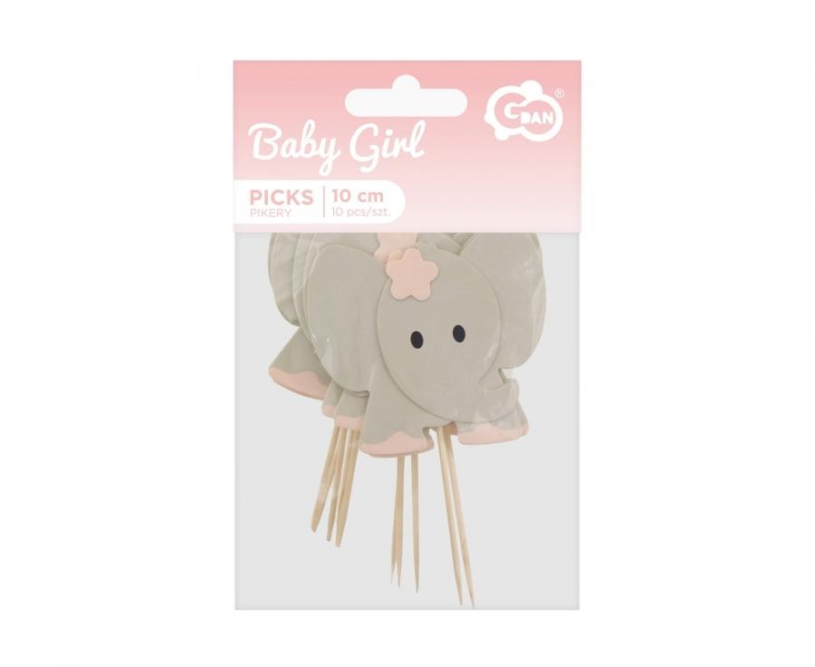 Tiere Pink Elefanten Deko-Stäbchen 10er Set
