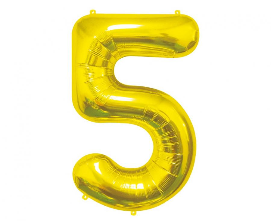 Nummer Gold, Folienballon Nummer 5 85 cm