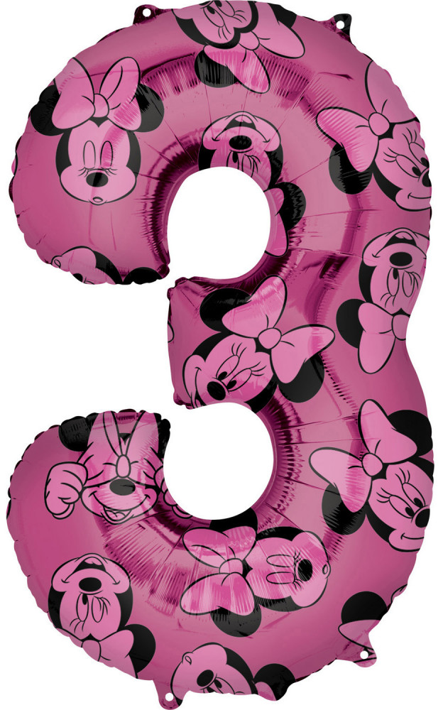 Disney Minnie  Pink Folienballon Nummer 3, 66 cm