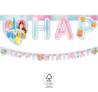 Disney Prinzessin Live Your Story Happy Birthday Schild FSC 2 m
