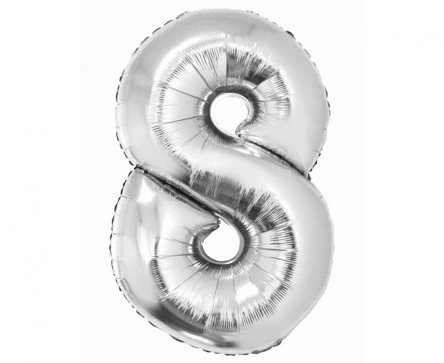Nummer Silver Silberne Nummer 8 Folie Ballon 76 cm