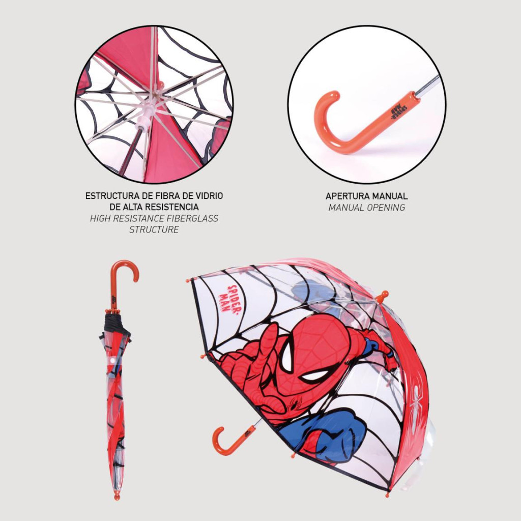 Spiderman Web-Slinger Kinder transparenter Regenschirm Ø71 cm