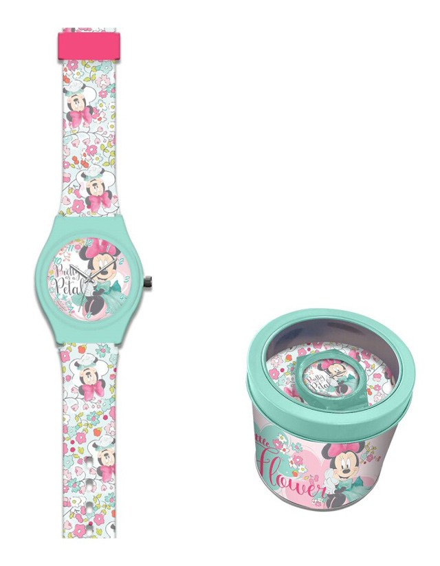 Disney Minnie  Flower Analoguhr in Metallbox