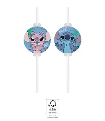 Disney Lilo und Stitch Angel Papierstrohhalm, 4-teiliges Set FSC
