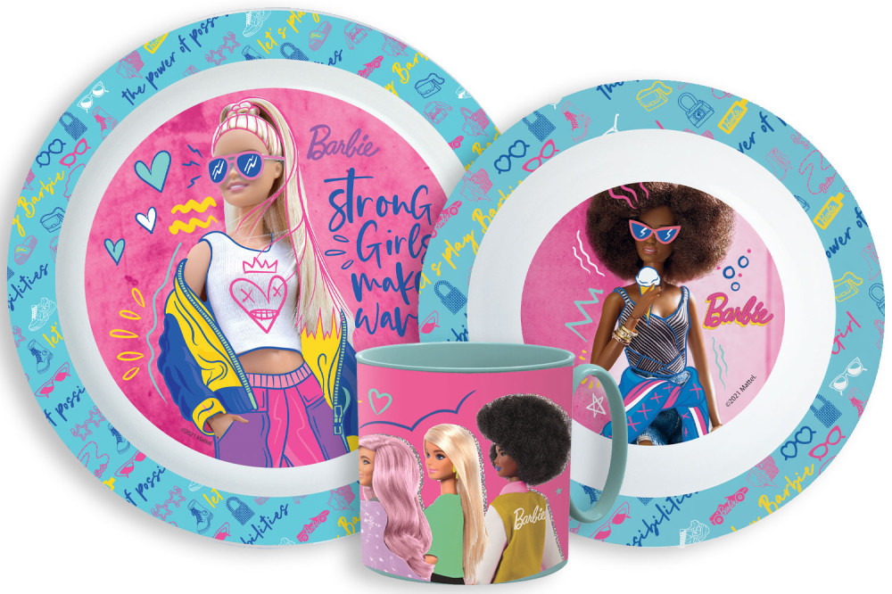 Barbie Geschirrset, Mikrokunststoff-Set mit Becher 265 ml